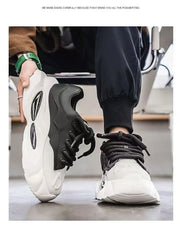 Chunky Sneakers Men Designer Soft Sole Sport Shoes Fashion Casual Microfiber Leather Upper Height Increased Platform White Shoes