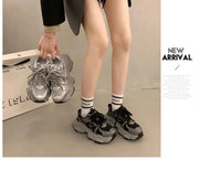 Chunky Platform Sneakers for Women Spring Fashion Thick Sole Vulcanized Shoes Woman Non Slip Mesh Breathable Casual Sports Shoes