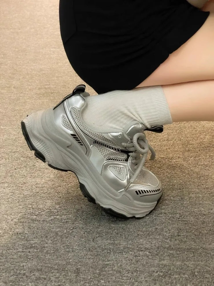 Women Sneakers Platform Flat Shoes Trainers Ladies Thick Sole Sneakers Fashion Casual Shoes Thick Sole Tennis Vulcanized Shoes