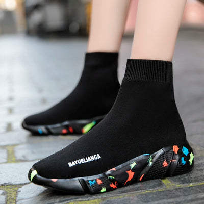 High-top Sock Sneakers Men Large Size 47 Women Sock Shoes Comfortable Breathable Casual Sport Shoes Lightweight Sneakers Male