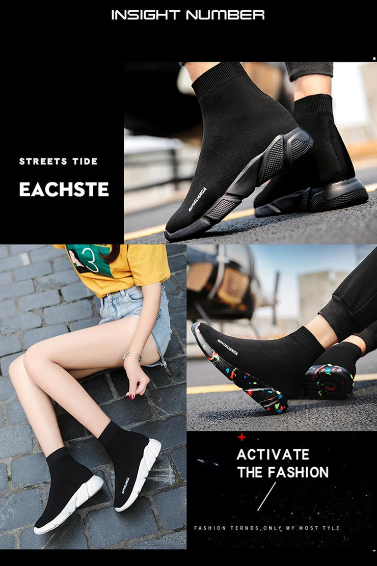 High-top Sock Sneakers Men Large Size 47 Women Sock Shoes Comfortable Breathable Casual Sport Shoes Lightweight Sneakers Male