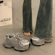 Chunky Platform Sneakers for Women Spring Fashion Thick Sole Vulcanized Shoes Woman Non Slip Mesh Breathable Casual Sports Shoes
