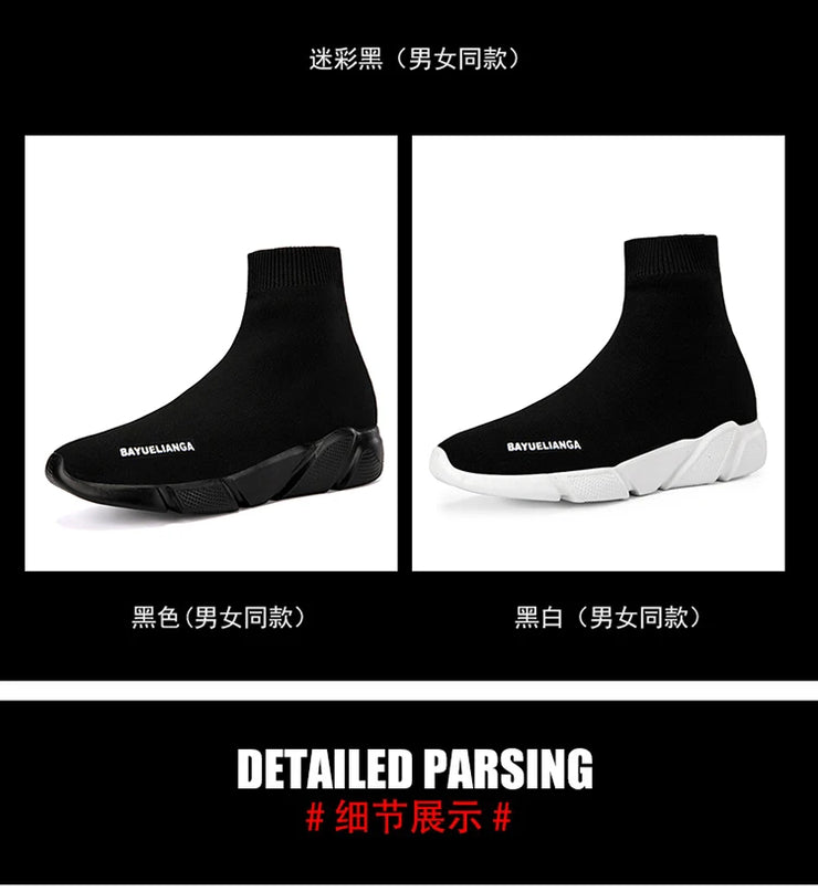 High-top Sock Sneakers Men Large Size 47 Women Sock Shoes Comfortable Breathable Casual Sport Shoes Lightweight Sneakers Male