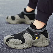 Trendy men's mecha shoes breathable knitted casual sports shoes mid top socks shoes comfortable sock sneakers Sock-like shoes