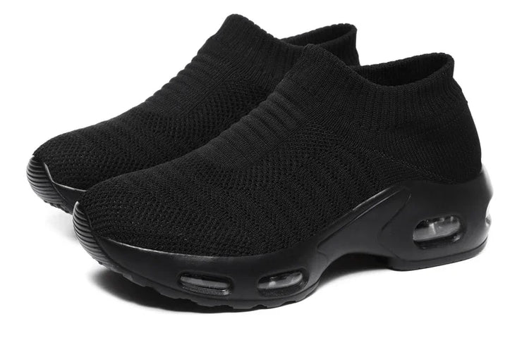 Women Sneakers 2020 Spring Flat Shoes Slip on Platform Sneakers for Women Black Breathable Mesh Sock Sneakers Shoes