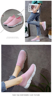 Women Shoes Knitting Sock Sneakers Women Lightweight Casual Slip On Flat Laides Shoes Woman Plus Size Loafers Walking Famela
