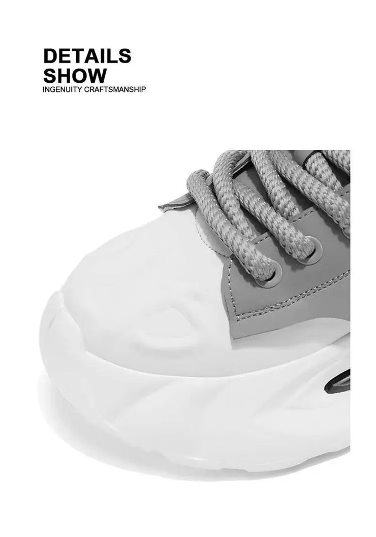 Chunky Sneakers Men Designer Soft Sole Sport Shoes Fashion Casual Microfiber Leather Upper Height Increased Platform White Shoes