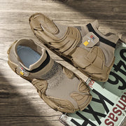 Trendy men's mecha shoes breathable knitted casual sports shoes mid top socks shoes comfortable sock sneakers Sock-like shoes