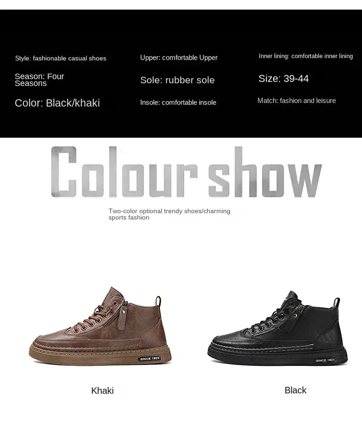 Men Boots Winter High Top Leather Shoes Fashion Cotton Shoes Fashion Ankle Boots Business Casual Outdoor Shoes Male Sneakers New