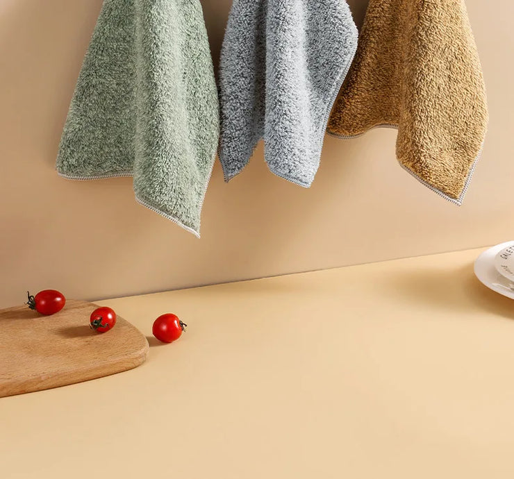 Bamboo Charcoal Fiber Cleaning Cloth Rags Water Absorption Non-Stick Oil Washing Kitchen Towel Household Cleaning Wiping Tools