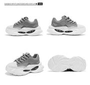Chunky Sneakers Men Designer Soft Sole Sport Shoes Fashion Casual Microfiber Leather Upper Height Increased Platform White Shoes
