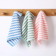 1pcs Bamboo Fiber Cleaning Towel Kitchen Dish Towel Coral fleece Striped Rag Household Dust Strong Absorbent Cleaning Cloth