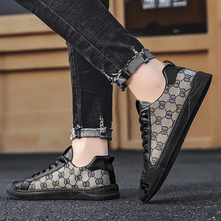 Luxury Black Men's Canvas Sneakers Designer Flat Vulcanized Shoes Men Low Top Casual Skateboard Shoes For Men Fashion Sneakers