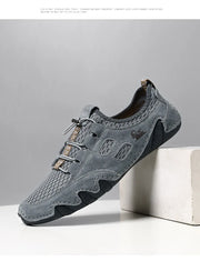 Men Fashion Sneakers Mesh Casual Shoes Lether Lac-up Mens Summer Lightweight Vulcanize Shoes Walking Sneakers Zapatillas Hombre
