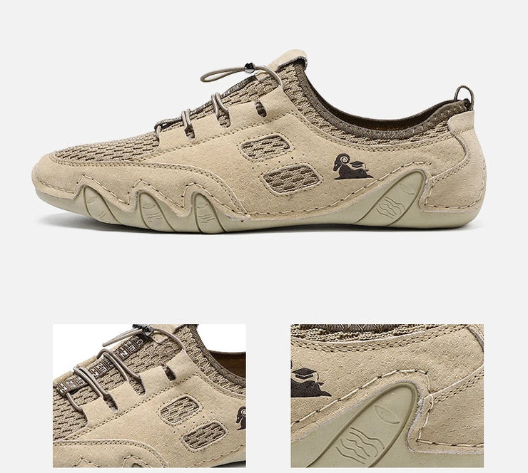 Men Fashion Sneakers Mesh Casual Shoes Lether Lac-up Mens Summer Lightweight Vulcanize Shoes Walking Sneakers Zapatillas Hombre