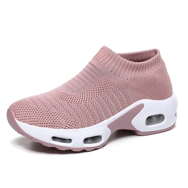 Women Sneakers 2020 Spring Flat Shoes Slip on Platform Sneakers for Women Black Breathable Mesh Sock Sneakers Shoes