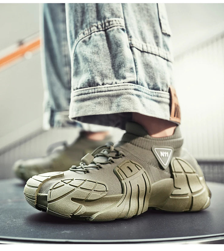 Men Trendy Octopus Sports Shoes Men Mesh Breathable Jogging Shoes Oversize Walking Shoes Male Footwear Mid-top Sock Sneakers