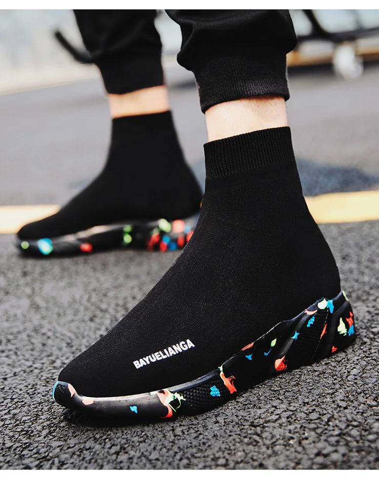 High-top Sock Sneakers Men Large Size 47 Women Sock Shoes Comfortable Breathable Casual Sport Shoes Lightweight Sneakers Male