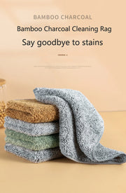 Bamboo Charcoal Fiber Cleaning Cloth Rags Water Absorption Non-Stick Oil Washing Kitchen Towel Household Cleaning Wiping Tools