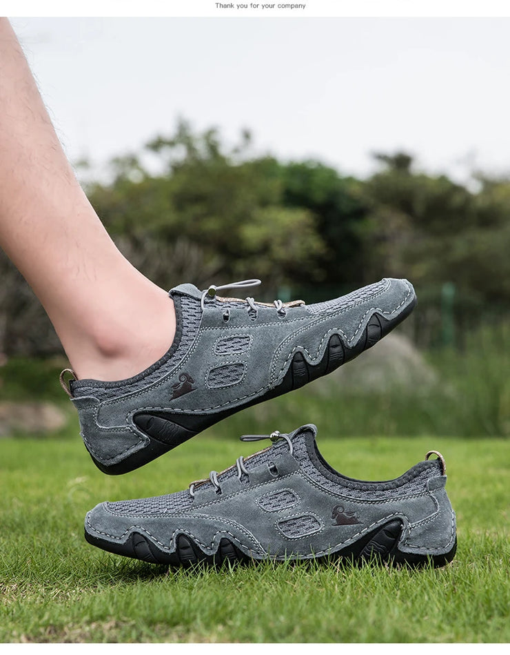 Men Fashion Sneakers Mesh Casual Shoes Lether Lac-up Mens Summer Lightweight Vulcanize Shoes Walking Sneakers Zapatillas Hombre