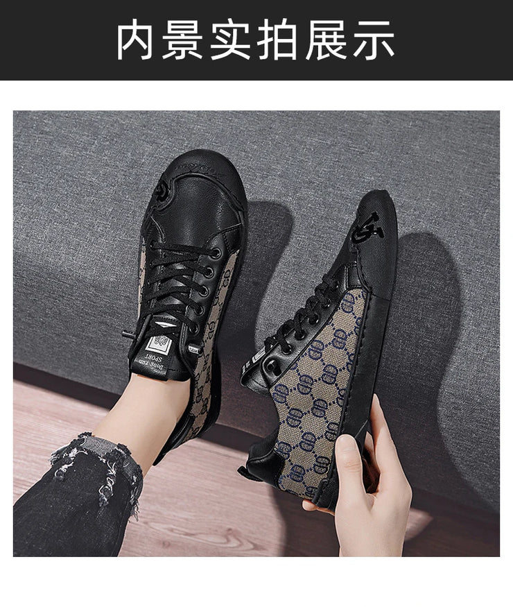 Luxury Black Men's Canvas Sneakers Designer Flat Vulcanized Shoes Men Low Top Casual Skateboard Shoes For Men Fashion Sneakers