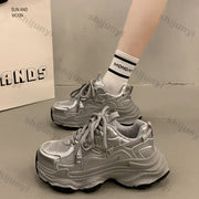 Chunky Platform Sneakers for Women Spring Fashion Thick Sole Vulcanized Shoes Woman Non Slip Mesh Breathable Casual Sports Shoes