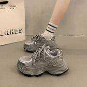 Chunky Platform Sneakers for Women Spring Fashion Thick Sole Vulcanized Shoes Woman Non Slip Mesh Breathable Casual Sports Shoes