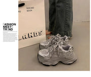 Chunky Platform Sneakers for Women Spring Fashion Thick Sole Vulcanized Shoes Woman Non Slip Mesh Breathable Casual Sports Shoes