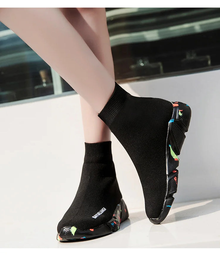 High-top Sock Sneakers Men Large Size 47 Women Sock Shoes Comfortable Breathable Casual Sport Shoes Lightweight Sneakers Male