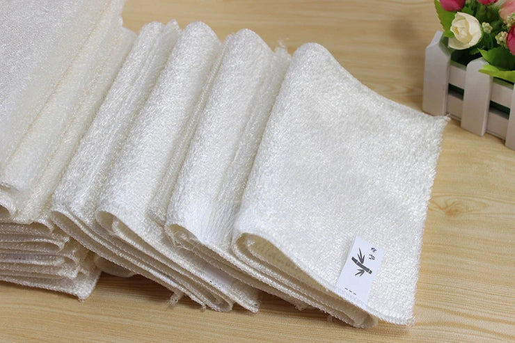 1/5PCS Natural Bamboo Fiber Thickened Cleaning Cloth White Dish Towel Kitchen Scouring Pad Easy To Clean Bathroom Rags Dishcloth