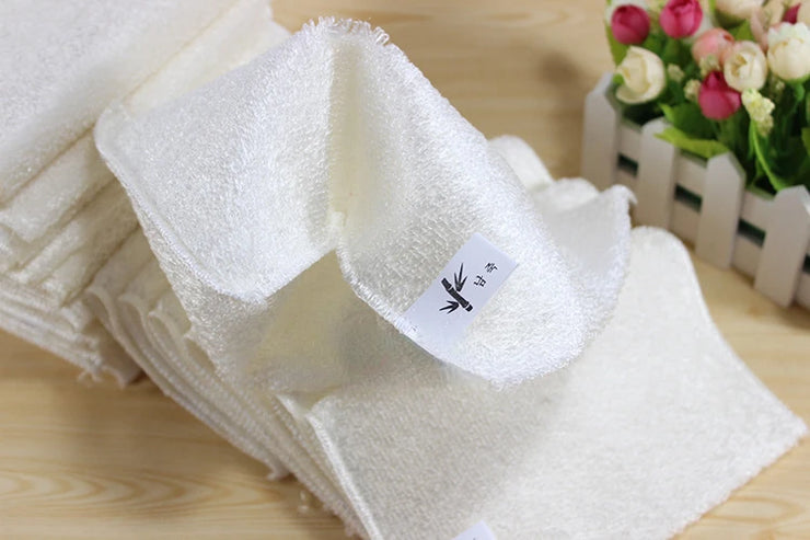 1/5PCS Natural Bamboo Fiber Thickened Cleaning Cloth White Dish Towel Kitchen Scouring Pad Easy To Clean Bathroom Rags Dishcloth