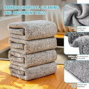 Bamboo Charcoal Dishcloth Reusable Absorbent Car Window Cleaning Cloths Non-stick Oil Microfiber Towel Home Washing Dishes Rag