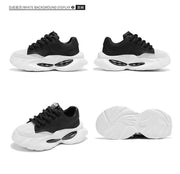 Chunky Sneakers Men Designer Soft Sole Sport Shoes Fashion Casual Microfiber Leather Upper Height Increased Platform White Shoes