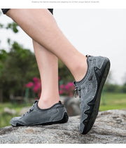 Men Fashion Sneakers Mesh Casual Shoes Lether Lac-up Mens Summer Lightweight Vulcanize Shoes Walking Sneakers Zapatillas Hombre