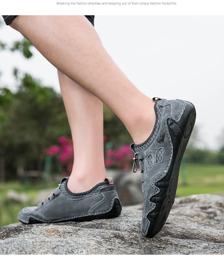 Men Fashion Sneakers Mesh Casual Shoes Lether Lac-up Mens Summer Lightweight Vulcanize Shoes Walking Sneakers Zapatillas Hombre