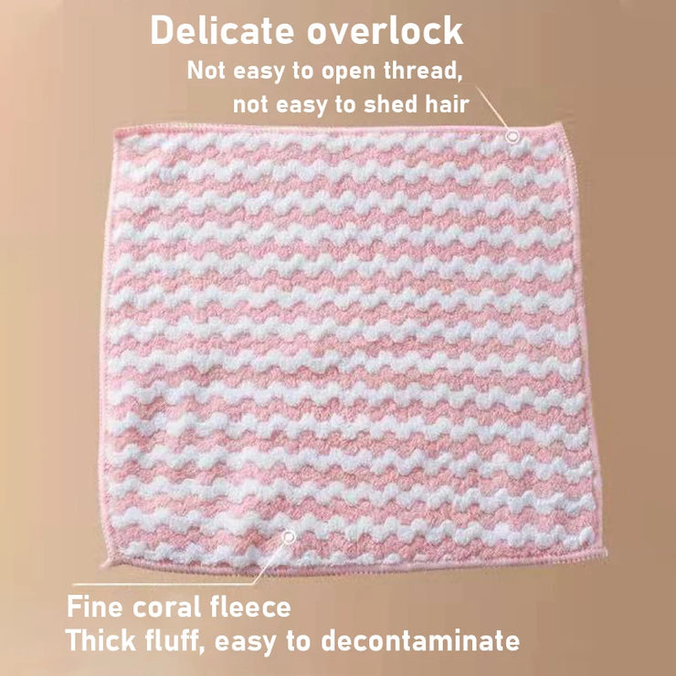 1pcs Bamboo Fiber Cleaning Towel Kitchen Dish Towel Coral fleece Striped Rag Household Dust Strong Absorbent Cleaning Cloth