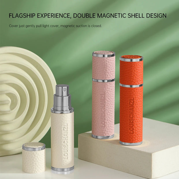 Louischanzl Perfume Atomizer Bottle magnet  Portable leather Sprayer for Boarding Tight Sealing Travel Perfume Spray gift 5ml