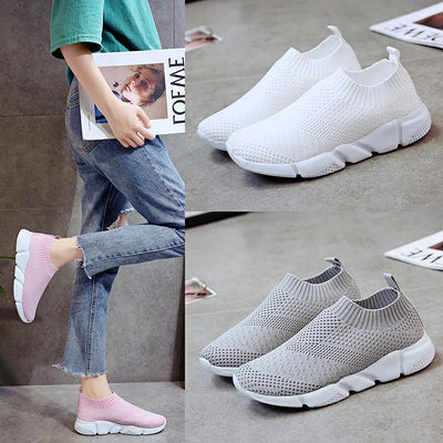 Women Shoes Knitting Sock Sneakers Women Lightweight Casual Slip On Flat Laides Shoes Woman Plus Size Loafers Walking Famela