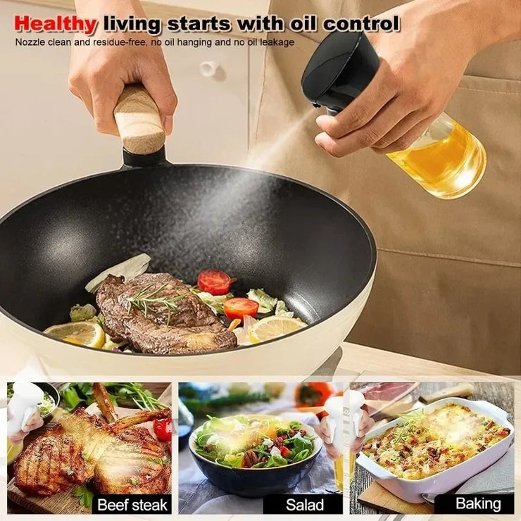 Pneumatic Oil Spray Bottle for Kitchen - Precision Cooking Oil Sprayer for BBQ, Olive Oil, Baking & Frying - BPA-Free Plastic