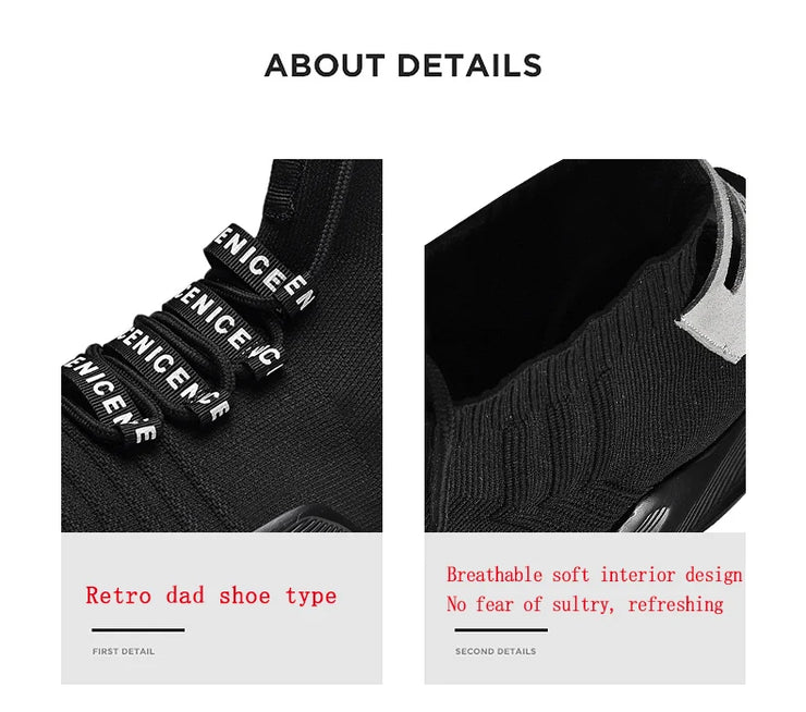2025 New In Men's Retro Sock Sneakers High Top Chunky Men Shoes Breathable Thick Bottom Casual Shoes Zapatos De Hombre