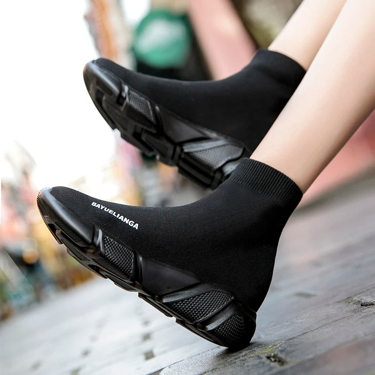 High-top Sock Sneakers Men Large Size 47 Women Sock Shoes Comfortable Breathable Casual Sport Shoes Lightweight Sneakers Male