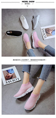 Women Shoes Knitting Sock Sneakers Women Lightweight Casual Slip On Flat Laides Shoes Woman Plus Size Loafers Walking Famela