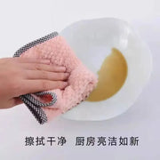 1pcs Bamboo Fiber Cleaning Towel Kitchen Dish Towel Coral fleece Striped Rag Household Dust Strong Absorbent Cleaning Cloth