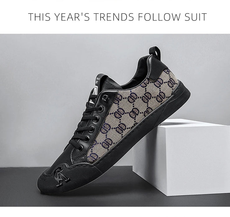 Luxury Black Men's Canvas Sneakers Designer Flat Vulcanized Shoes Men Low Top Casual Skateboard Shoes For Men Fashion Sneakers