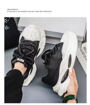 Chunky Sneakers Men Designer Soft Sole Sport Shoes Fashion Casual Microfiber Leather Upper Height Increased Platform White Shoes