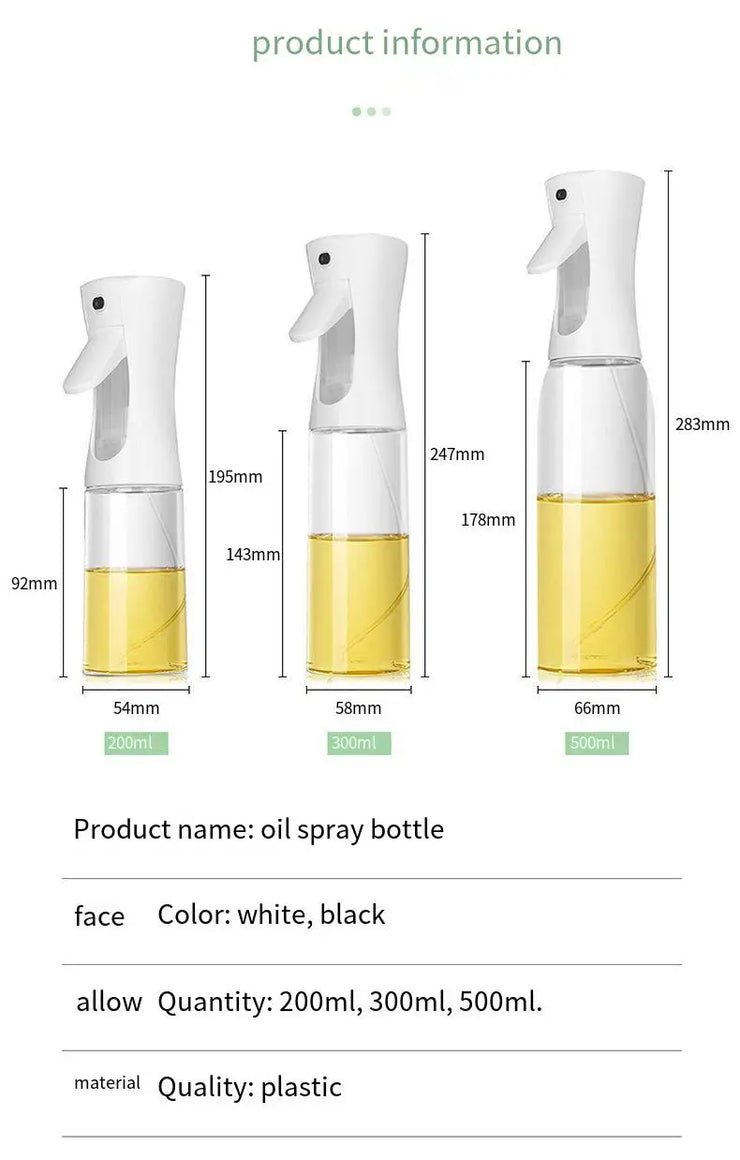 Pneumatic Oil Spray Bottle for Kitchen - Precision Cooking Oil Sprayer for BBQ, Olive Oil, Baking & Frying - BPA-Free Plastic