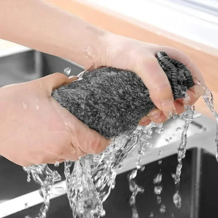 Bamboo Charcoal Dishcloth Reusable Absorbent Car Window Cleaning Cloths Non-stick Oil Microfiber Towel Home Washing Dishes Rag