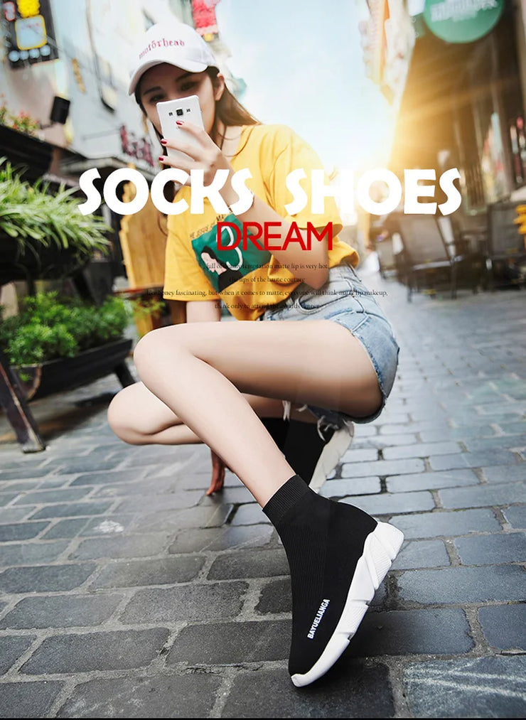 High-top Sock Sneakers Men Large Size 47 Women Sock Shoes Comfortable Breathable Casual Sport Shoes Lightweight Sneakers Male