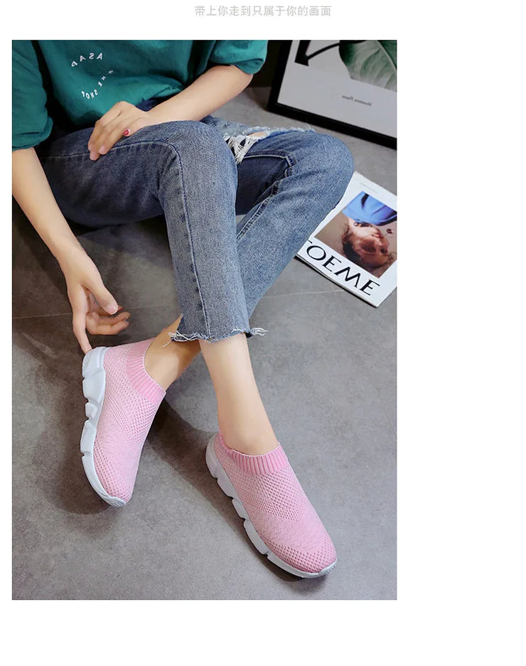 Women Shoes Knitting Sock Sneakers Women Lightweight Casual Slip On Flat Laides Shoes Woman Plus Size Loafers Walking Famela