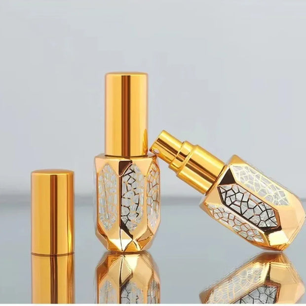 Travel 6ml Mini Spray Bottle Luxury Gold Plating Glass Perfume Portable Refillable Bottles Transparent Alcohol Mist Atomizer